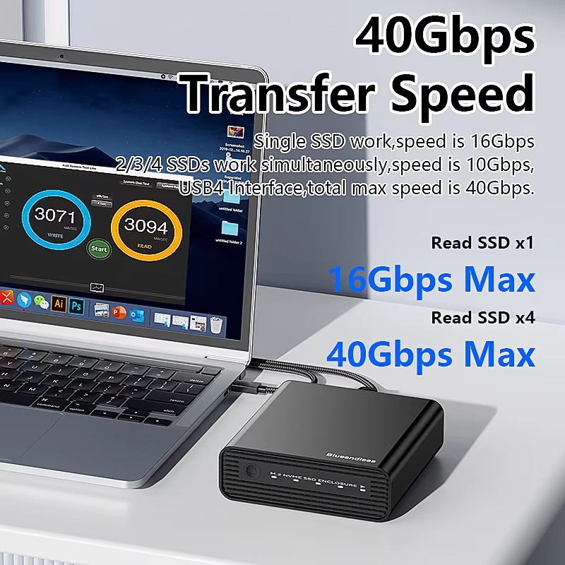 Aluminum M2 4-Bay USB4 Externa - đánh giá và giá Nvme Ssd
